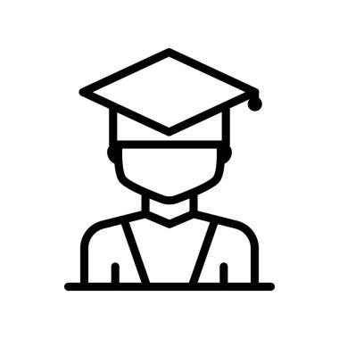 Öğrenci çizgisi simgesi. Eğitim sembolü için uygun. Basit dizayn edilebilir. Şablon vektörü tasarla