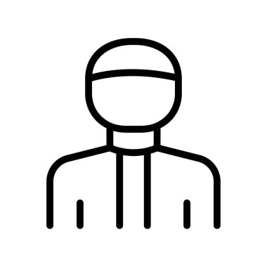 Müslüman erkekler çizgi ikonu. İslam dini sembolü için uygun. Basit dizayn edilebilir. Şablon vektörü tasarla