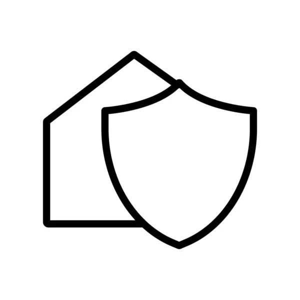 房子的安全线图标 盾牌和房子 简单的设计可以编辑 设计模板向量 — 图库矢量图片