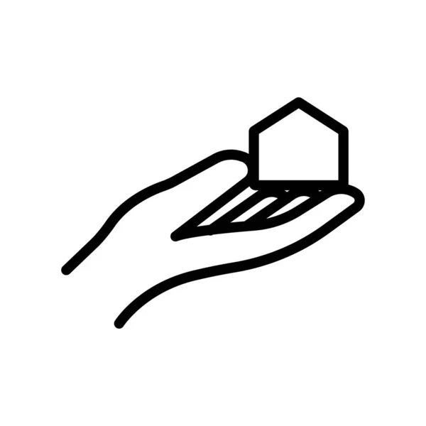 Hand Symbol Mit Haus Zeilensymbolstil Einfaches Design Editierbar Designschablonen Vektor — Stockvektor