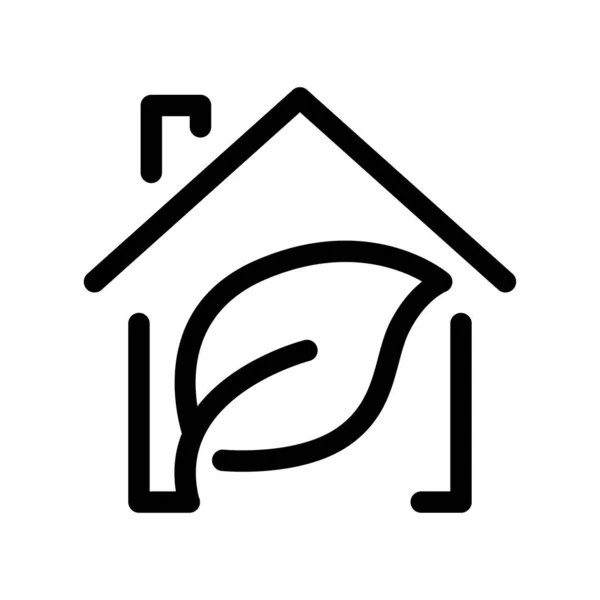 Icono Casa Con Hoja Estilo Icono Línea Adecuado Para Símbolo — Vector de stock