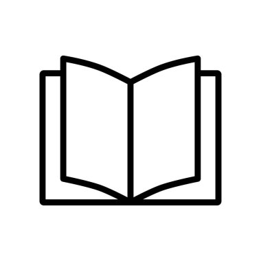 Kitap simgesini aç. çizgi simgesi tarzı. Edebiyat ikonu ve eğitim için uygun. Basit dizayn edilebilir. Şablon vektörü tasarla