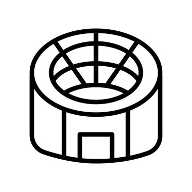 Stadyum ikonu. çizgi simgesi tarzı. Futbol sahası ikonu için uygun. Basit dizayn edilebilir. Şablon vektörü tasarla