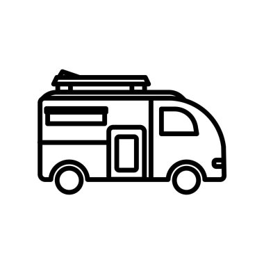 Araba ikonu. çizgi simgesi tarzı. Ulaşım simgesi ve kamp için uygun. Basit dizayn edilebilir. Şablon vektörü tasarla