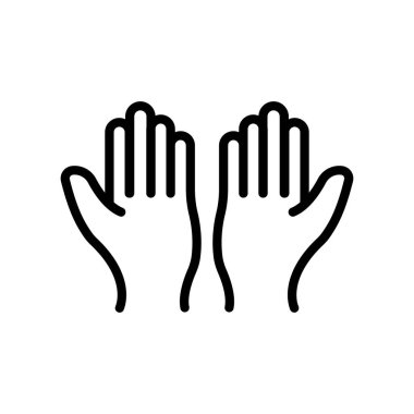 Dua ikonu. Ellerinizi kaldırın. çizgi simgesi tarzı. Dini simge için uygun. Basit dizayn edilebilir. Şablon vektörü tasarla