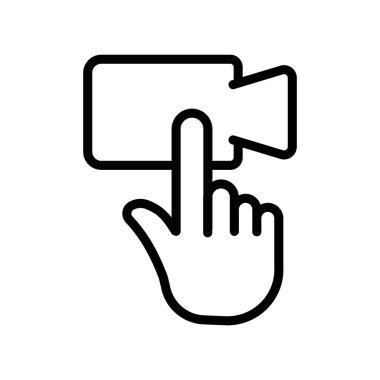 Videodaki ikona dokun. çizgi simgesi tarzı. Video simgesi için uygun. Basit dizayn edilebilir. Şablon vektörü tasarla