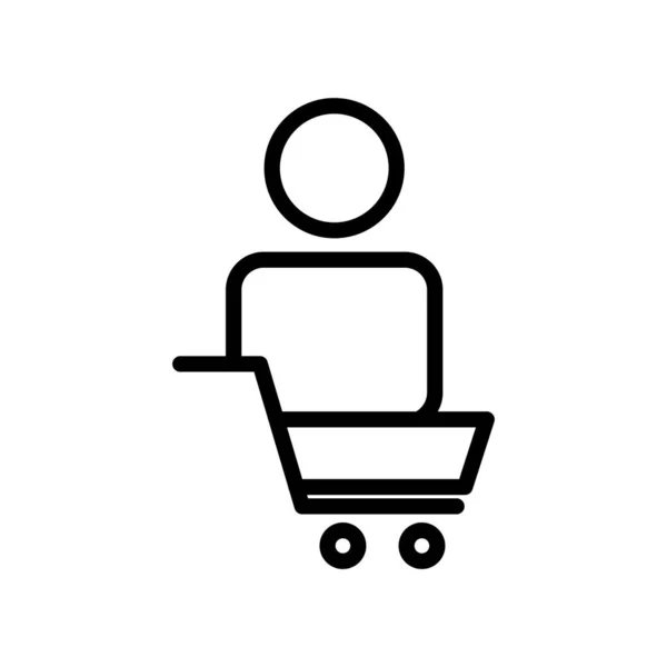 Alışveriş Ikonu Alışveriş Arabası Olan Insanlar Çizgi Simgesi Tarzı Alışveriş — Stok Vektör