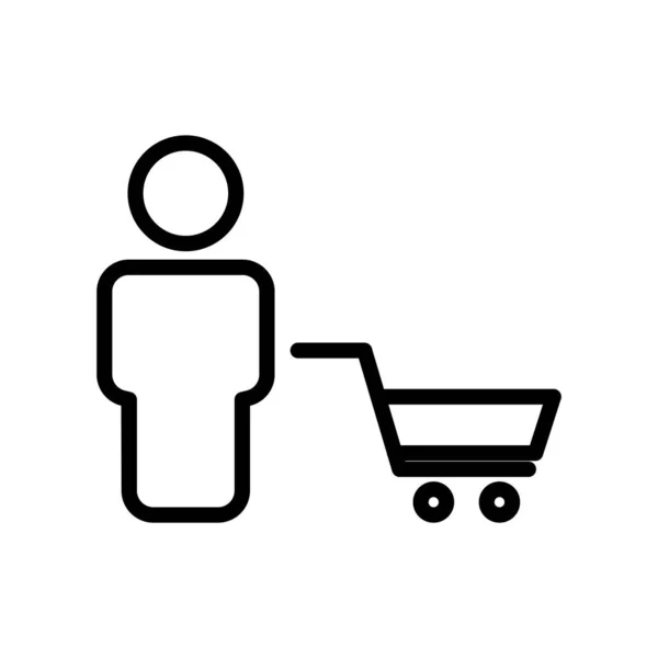 Shopping Icon People Shopping Cart Line Icon Style Suitable Shopping — Stock Vector