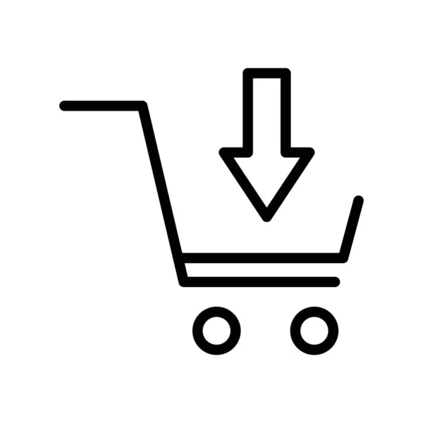 Icono Compras Línea Carrito Compras Con Flecha Estilo Icono Línea — Archivo Imágenes Vectoriales