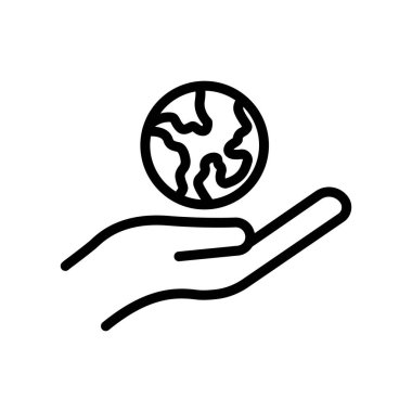 Toprakla el ikonu. çizgi simgesi tarzı. Dünya günü ikonu için uygun. Basit dizayn edilebilir. Şablon vektörü tasarla