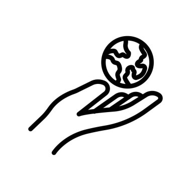 Toprakla el ikonu. çizgi simgesi tarzı. Dünya günü ikonu için uygun. Basit dizayn edilebilir. Şablon vektörü tasarla