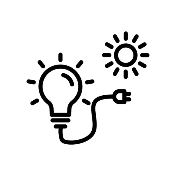 Icône Énergie Solaire Ampoule Avec Soleil Style Icône Ligne Adapté — Image vectorielle
