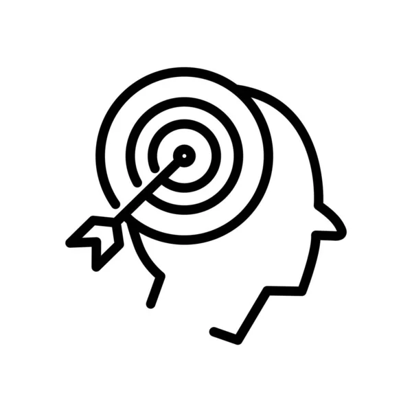 Mission Ziel Symbol Kopf Mit Ziel Zeilensymbolstil Geeignet Für Webseiten — Stockvektor