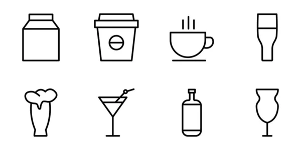 Drink Icon Set Line Icon Style Suitable Drink Icon Simple — Stock Vector