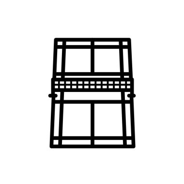 Badminton kort ikonu. çizgi simgesi tarzı. Badminton ikonu için uygun. Basit dizayn edilebilir. Şablon vektörü tasarla