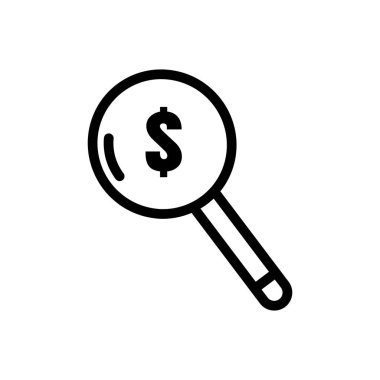 Dolarlı arama simgesi. çizgi simgesi tarzı. Para sembolü ve iş için uygun. Basit dizayn edilebilir. Şablon vektörü tasarla