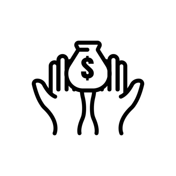 Hand Icon Money Bag Line Icon Style Suitable Money Symbol — Stock Vector