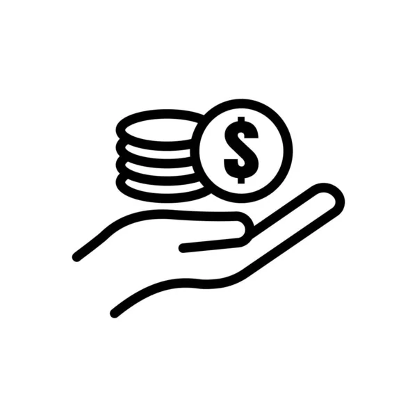 Icono Mano Con Dólar Estilo Icono Línea Adecuado Para Símbolo — Vector de stock