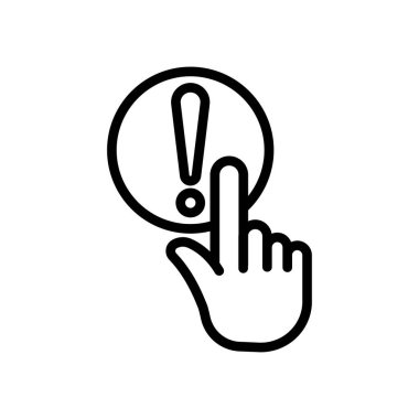 Ünlem işaretli ikona dokun. Elini ver. Uyarı sembolü için uygun. çizgi simgesi tarzı. Basit dizayn edilebilir. Şablon vektörü tasarla