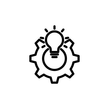 Ampullü vites simgesi. Fikir sembolü için uygun. çizgi simgesi tarzı. Basit dizayn edilebilir. Şablon vektörü tasarla