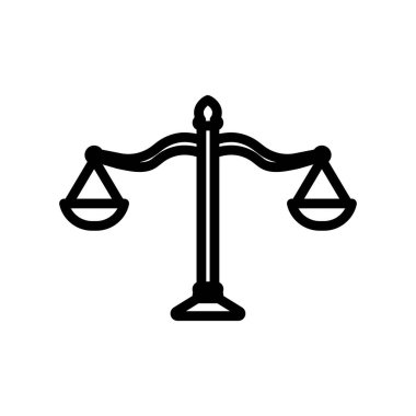 Yasal ölçek simgesi. Adalet ve hukuk günü sembolü için uygun. çizgi simgesi tarzı. Basit dizayn edilebilir. Şablon vektörü tasarla