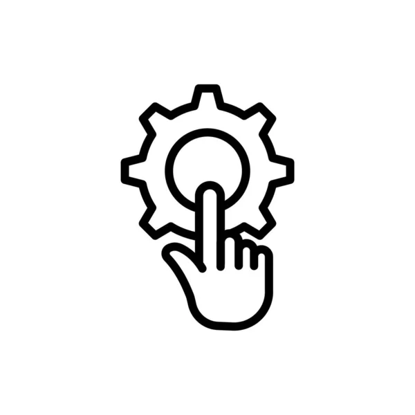 Icône Tactile Avec Engrenage Main Approprié Pour Symbole Réglage Style — Image vectorielle