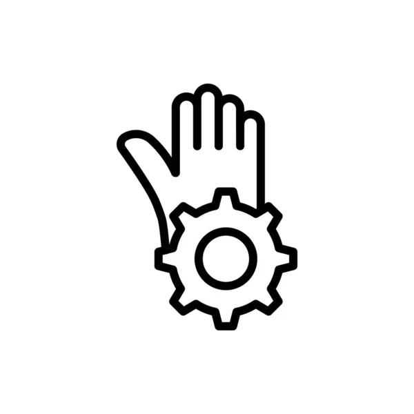 Handpictogram Met Versnelling Blijf Staan Geschikt Voor Stop Instelling Symbool — Stockvector