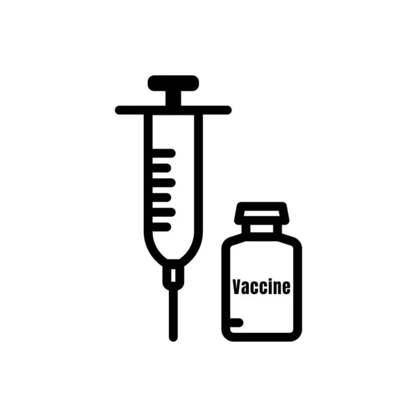 注射器付きワクチン医学アイコン ウイルスを止めろ ワクチンのシンボルに適しています アイコンのスタイル シンプルなデザインを編集できます デザインテンプレートベクトル — ストックベクタ