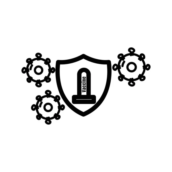 Pajzsikon Vakcina Gyógyszerrel Vírussal Alkalmas Vakcina Szimbólum Egészség Test Állóképesség — Stock Vector