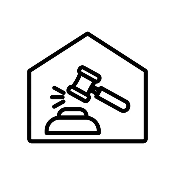 Huis Icoon Met Hamer Law Geschikt Voor Symbool Van Rechtvaardigheid — Stockvector
