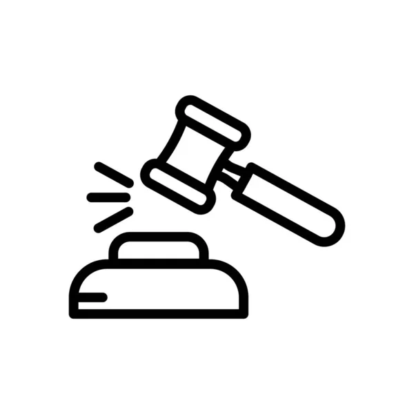Hammer Law Icon Suitable Symbol Justice Law Day Line Icon — Stock Vector