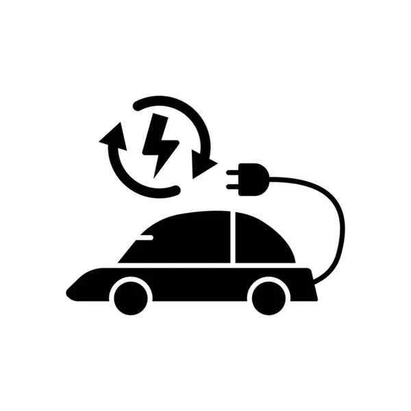 Electric Car Icon Electricity Solid Icon Style Suitable Renewable Energy — Vettoriale Stock