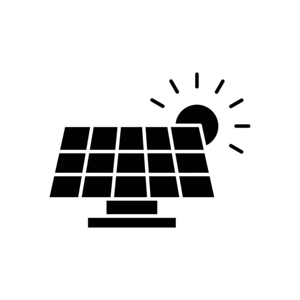 Ícone Painéis Solares Com Sol Energia Solar Estilo Ícone Sólido — Vetor de Stock