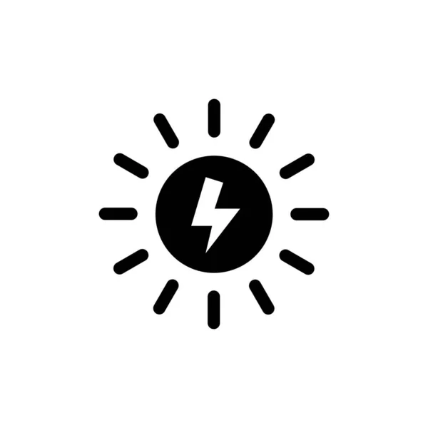 Stromsymbol Mit Sonne Sonnenenergie Solider Ikonenstil Geeignet Für Das Symbol — Stockvektor