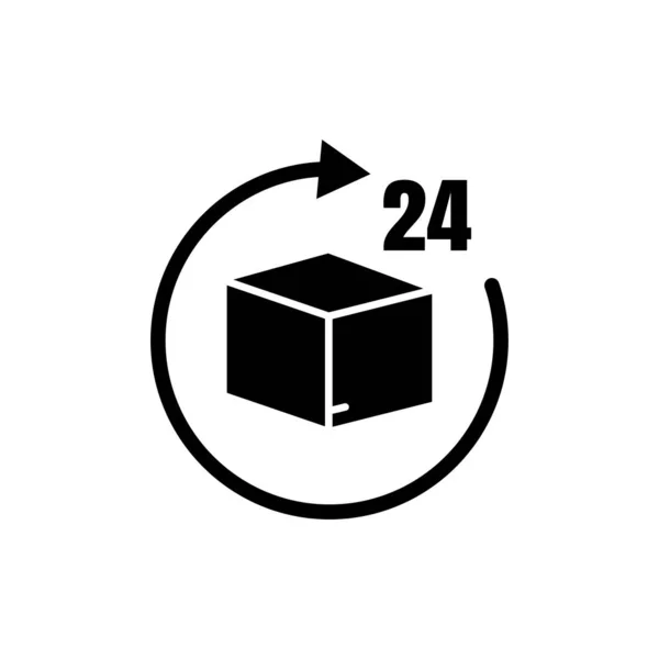 Box Icon Circle Number Full Time Delivery Solid Icon Style — Archivo Imágenes Vectoriales