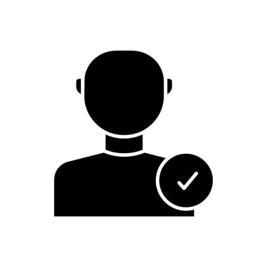 İşaretli insan simgesi. Katı ikon tarzı. Basit dizayn edilebilir. Şablon vektörü tasarla