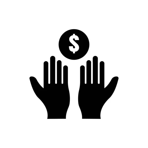 Hand Icon Dollar Solid Icon Style Suitable Currency Symbol Business — стоковый вектор