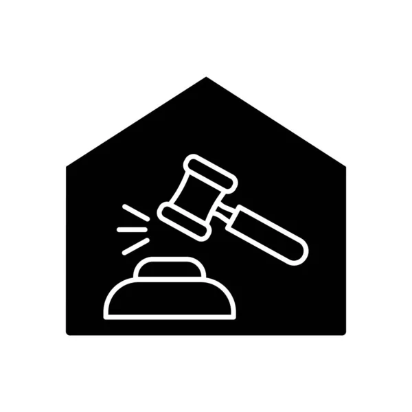 House Icon Hammer Law Suitable Symbol Justice Law Day Solid — Stock Vector