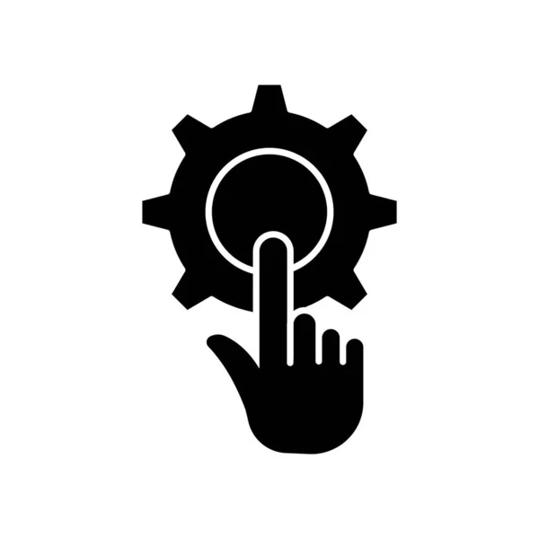 Gear Icon Touch Hand Suitable Repair Symbol Setting Solid Icon — Image vectorielle