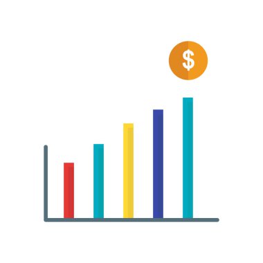 Dolar ile çizgi grafik ikonu. İş ikonu. İş hedefi sembolleri için uygun. Düz simge tarzı. Basit dizayn edilebilir. Basit illüstrasyon tasarla