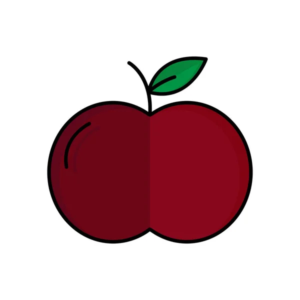 Apple Icon Vector Fruit Vegetarian Filled Line Icon Style Simple — ストックベクタ