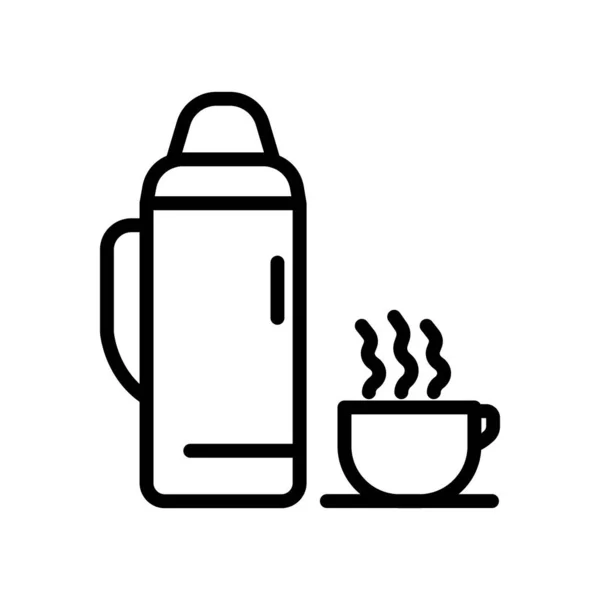 热水热水瓶和咖啡杯图标矢量 线条图标风格 简单的设计可以编辑 设计简单的示例 — 图库矢量图片