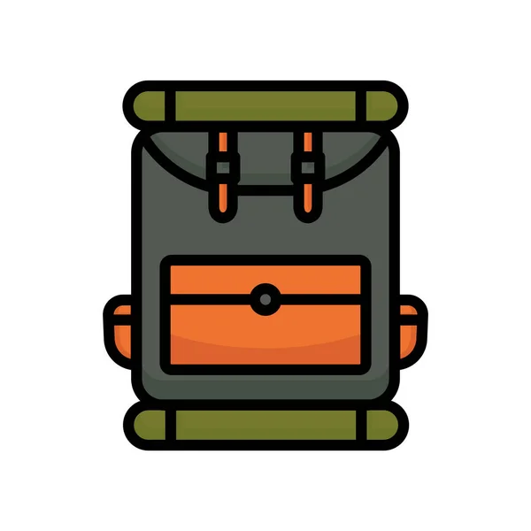 Camping Bag Icon Vector Bag Camping Filled Line Icon Style — Stok Vektör