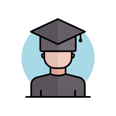 Öğrenci simgesi vektörü. Eğitim. Mezuniyet. doldurulmuş satır simgesi tarzı. tasarım modern illüstrasyon düzenlenebilir