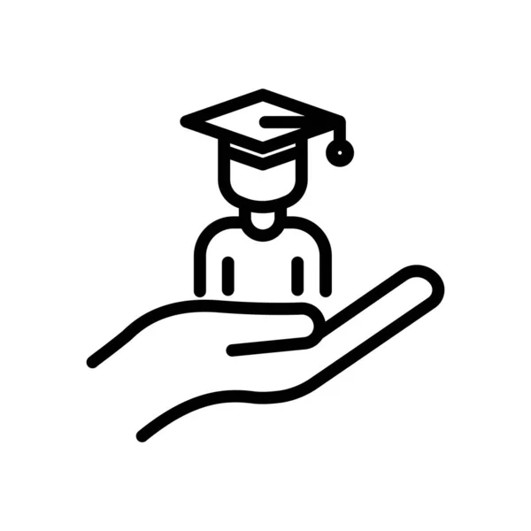 Education Icon Vector Student Hand Line Icon Style Simple Design - Stok Vektor