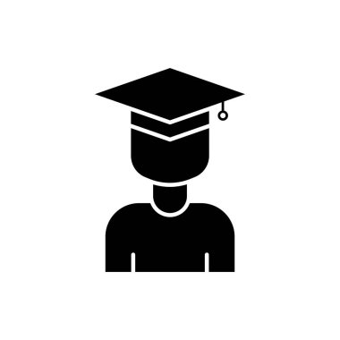 Öğrenci simgesi vektörü. Eğitim. Katı ikon tarzı, kabartma. Basit tasarım illüstrasyon düzenlenebilir