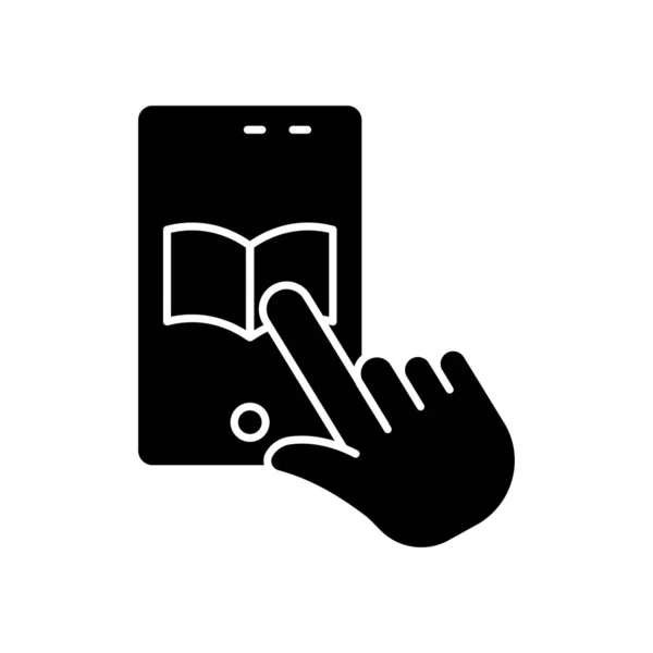 Online Education Icon Vector Virtual Learning Mobile Phone Touch Hand — Stockvektor