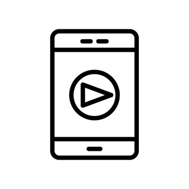 Oynatma düğmeli mobil vektör simgesi. Müzik, müzik. çizgi simgesi tarzı. Basit tasarım illüstrasyon düzenlenebilir