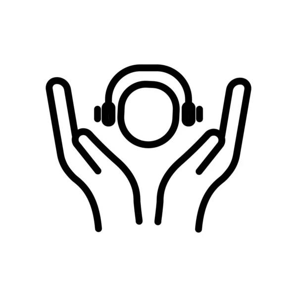 Hands Icon Vector People Headphone Music Listening Music Line Icon — Stockvektor