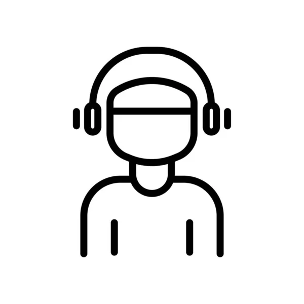 Ícone Vetorial Pessoas Com Fones Ouvido Toca Música Ouve Música — Vetor de Stock